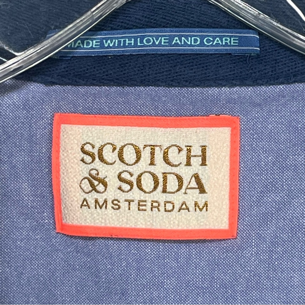 Scotch & Soda Men's Short Sleeve‎ Batik Leaf Print Shirt Navy & White Size Large - Picture 3 of 10